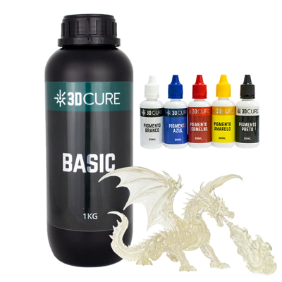 Combo Resina 3D Basic Clear 1kg + 1 Kit Pigmentos