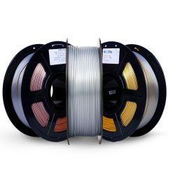 Filamento PLA Silk Tricolor Ouro, Prata e Cobre