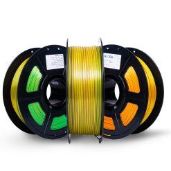 Filamento PLA Silk Tricolor Verde, Dourado e Laranja