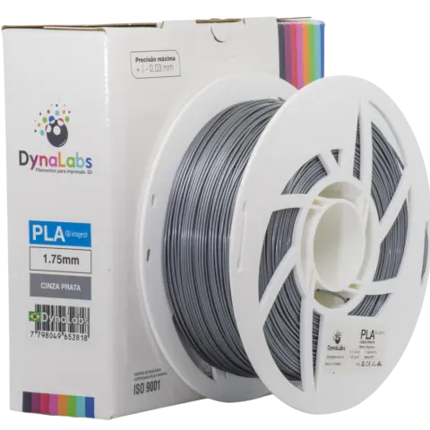 Filamento PLA Cinza Prata DynaLabs 1.75mm 1Kg