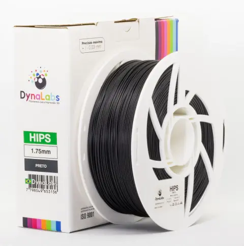 Filamento HIPS Preto DynaLabs 1.75mm 1Kg