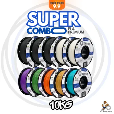COMBO FILAMENTO PLA PREMIUM - 10KG (3 PRETO + 2 BRANCO + 5 COLORIDOS) - B