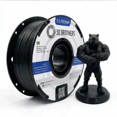 FILAMENTO 3D PLA PREMIUM 1,75 MM - PRETO — 3D BROTHERS