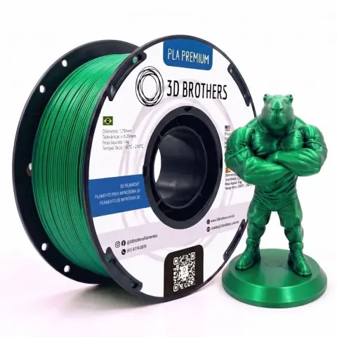 FILAMENTO PLA PREMIUM 1KG 1,75 MM - SILK ESMERALDA - 3D BROTHERS