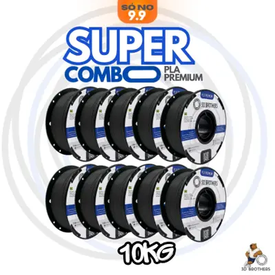 COMBO FILAMENTO PLA PREMIUM - 10KG PRETO