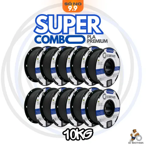COMBO FILAMENTO PLA PREMIUM - 10KG PRETO