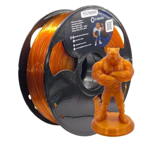 FILAMENTO 3D PETG PREMIUM 1KG 1,75 MM - ÂMBAR TRANSLÚCIDO