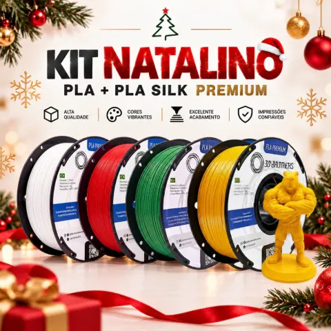 KIT FILAMENTO PLA + PLA SILK NATALINO 2026 - 3D BROTHERS