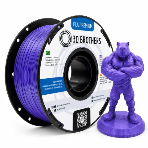 FILAMENTO PLA PREMIUM 1KG 1,75 MM - SILK ROXO - 3D BROTHERS