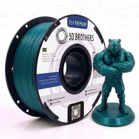 FILAMENTO PLA PREMIUM 1KG 1,75 MM - SILK AZUL CIANO - 3D BROTHERS