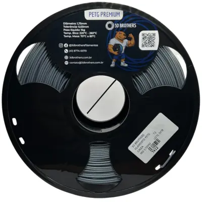 FILAMENTO 3D PETG PREMIUM 1KG 1,75 MM - CINZA