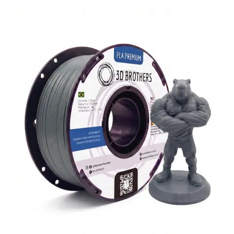 FILAMENTO 3D PLA PREMIUM 1,75 MM - CINZA — 3D BROTHERS