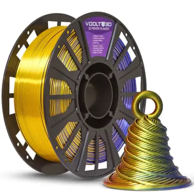 Filamento PLA Tri Color Ametista / Azul Safira / Dourado V-Silk - 1kg