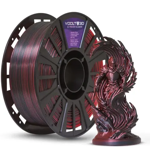 Filamento PLA Duo Color Shadow Vermelho com Preto V-Silk - 1kg