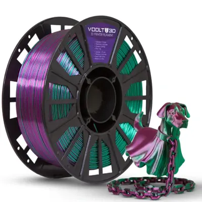 Filamento PLA Duo Color Shadow Verde com Ametista V-Silk - 1kg