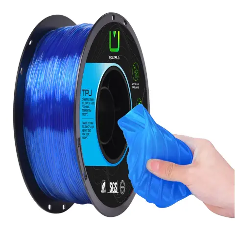 Filamento TPU Translúcido Azul 1kg Multfila Para Impressora 3D 1.75mm Shore 95A