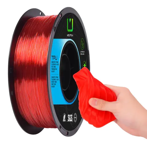 Filamento TPU Translúcido Vermelho 1kg Multfila Para Impressora 3D 1.75mm Shore 95A