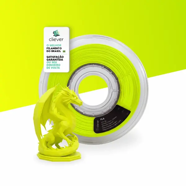 PLA Amarelo Fluorescente Premium | 1,75mm | 1 Kg | Cliever