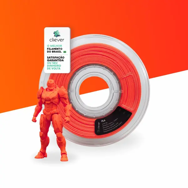 PLA Laranja Fluorescente Premium | 1,75mm | 1 Kg | Cliever | Novo Tom