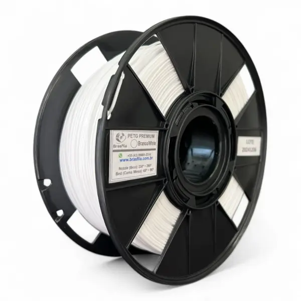 Filamento PETG Premium 1.75mm 1 kg - Brasfila Cor:Branco